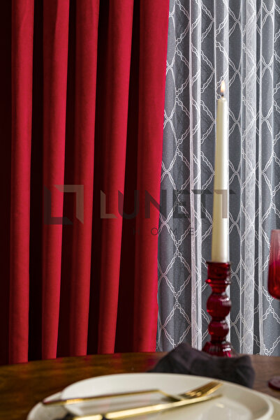 LUNETT HOME Burgundy Color Ada Velvet Medium Pleated (1X2.5) Pleated Backdrop Curtain Single Panel V9206