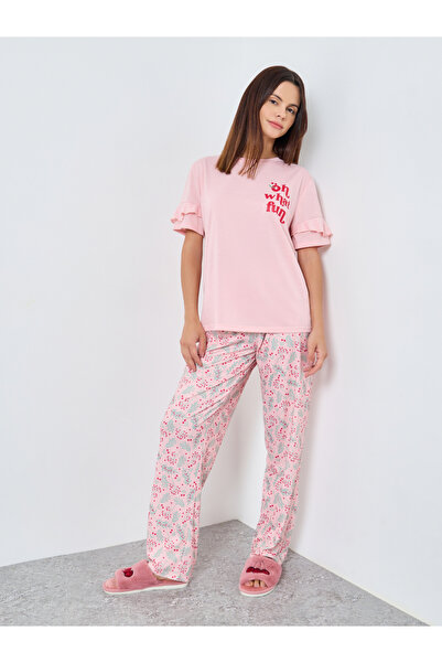 Styli Oh What Fun Ruffle Sleeve T-Shirt and Pyjama Set