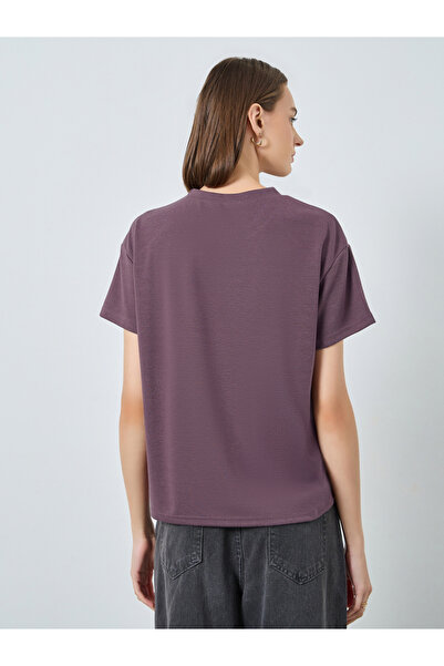 Styli Burgundy Boxy Fit Reglan Sleeve T-Shirt