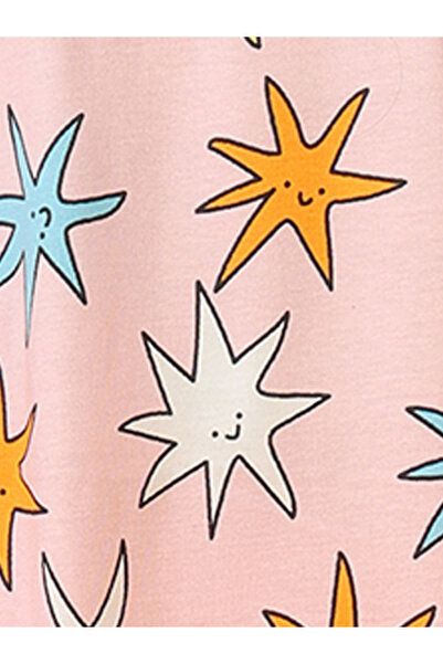 Anthrilo By Styli Girls Pink Star Print Cotton T-Shirt and Short Set