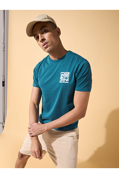 Cult By Styli Men Green Graphic Print Short Sleeve T-Shirt