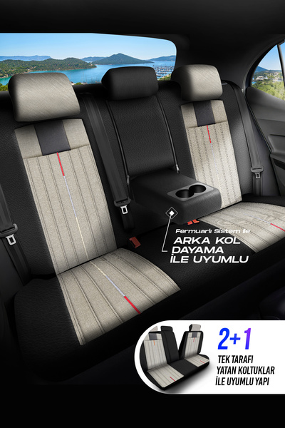 Panda Kılıf Panda Milano Series Linen Fabric Car Seat Cover - Full Set