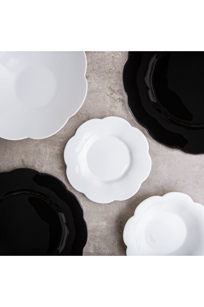 AVYRA Luminarc Flore & Flora Dinnerware Set, 20 Pieces, Black and White, Resistant Opal Glass