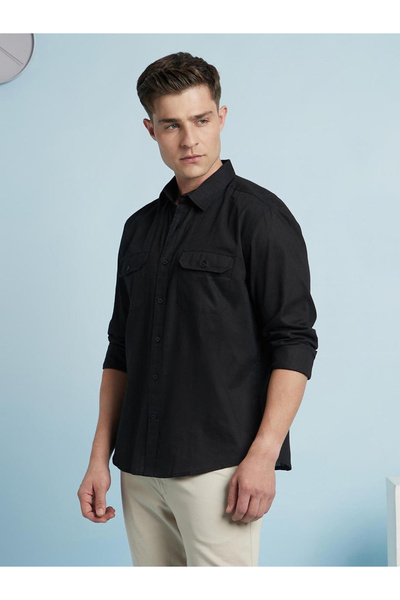 Dennis Lingo By Styli Men Linen Blend Regular Fit Shirt