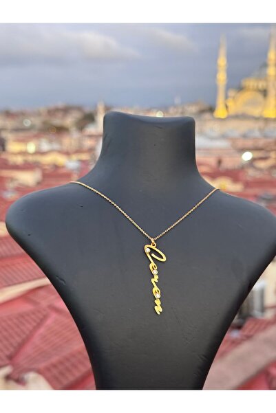 MARKET OF UNİVERSE 925 AYAR GÜMÜŞ KİŞİYE ÖZEL TAŞLI DİKEY İSİMLİ KOLYE