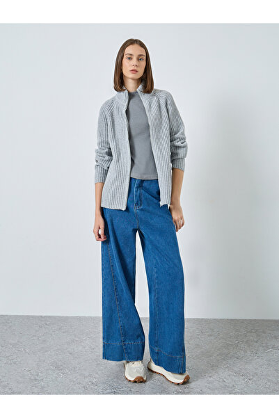 Styli Grey Regular Fit Zip Up Sweater