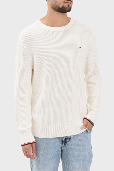 Tommy Hilfiger Pamuklu Regular Fit Logolu Bisiklet Yaka Kazak Erkek KAZAK MW0...