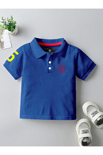 CODEZ By Styli Boys Blue Cotton Blend Polo T-Shirt