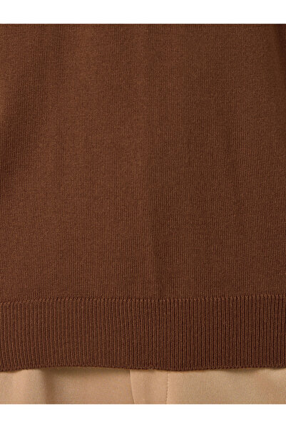 Styli Men Brown Knitted Long Sleeve Sweater