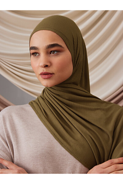 Femple Modest Small Bamboo Corded Fabric Shawl |   Color: Army Green |   Size...