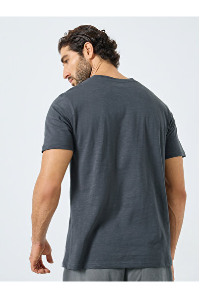 Styli Men Grey Embroidered Eagle Cotton T-Shirt