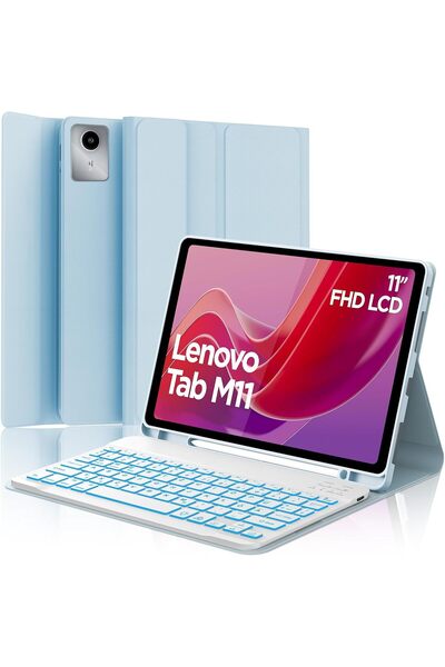 m.tk moveteck Lenovo Tab M11 Tb330fu 11 inç Uyumlu Tablet Klavyeli Kılıf Kabl...