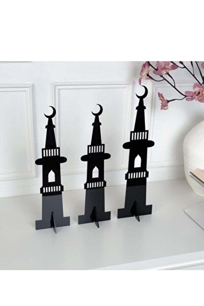 Story of candle رمضان ،3 ديكورات رمضانية مآذن بزخرفة مع هلال رمضان | أسود