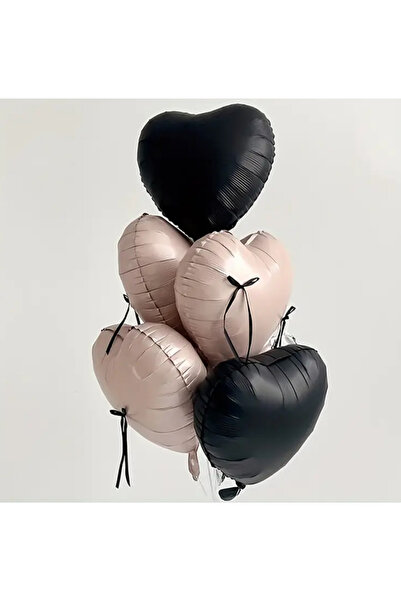 Çemrek Süs Parti Bow Heart Balloon Set 5 Foil Heart Balloons