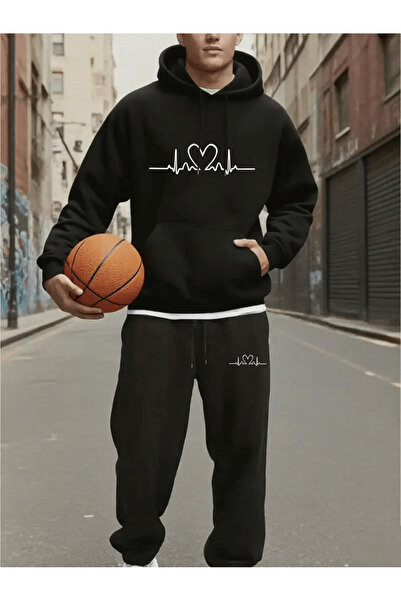 Flow touch Heartbeat Themed Hoodie Tracksuit Set
