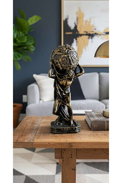 SASHA Vintage Atlas Heykeli Biblo – Antik Siyah Altın Renkli Masaüstü Dekorat...