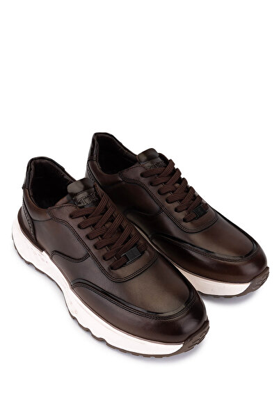 Tamer Tanca Men's Genuine Leather Brown Sneakers & Sports Shoes