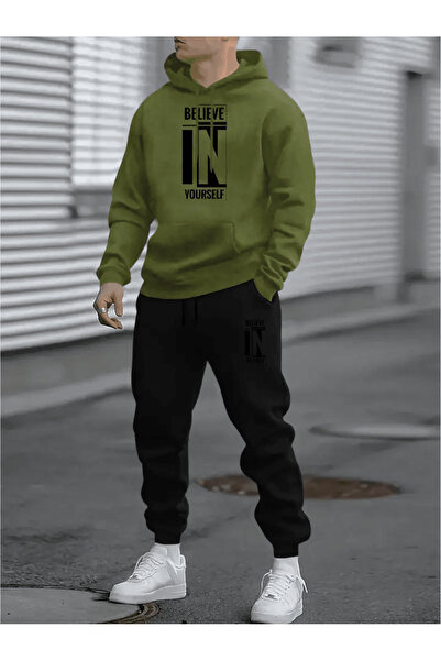 Flow touch Kendine İnan' (Believe in Yourself) B Printed Hoodie Tracksuit Set