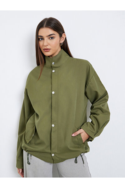 Styli Olive Regular Fit Longline Utility Jacket