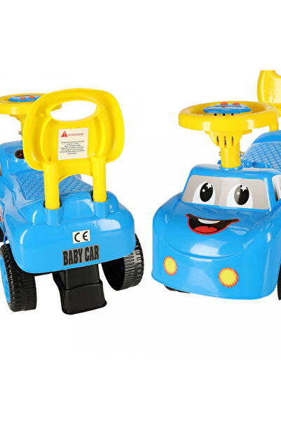 Ikonka Masinuta pentru copii Ikonka, fara pedale blue, volan cu butoane muzicale, potrivita copiilor intre
