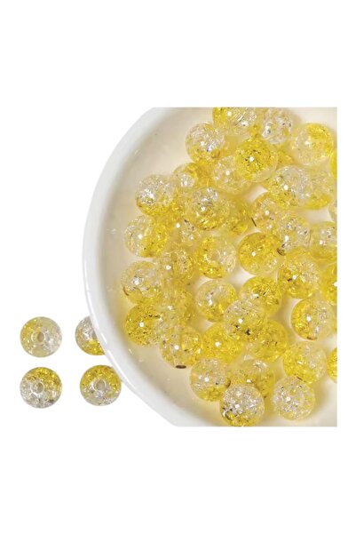 Margelle Set margele din sticlă spartă, crackle, rotunde 6mm, galben, 100 buc