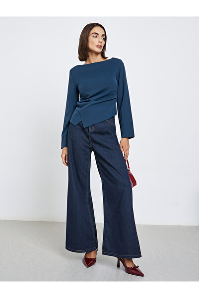 Styli Blue Long Sleeve Blouse