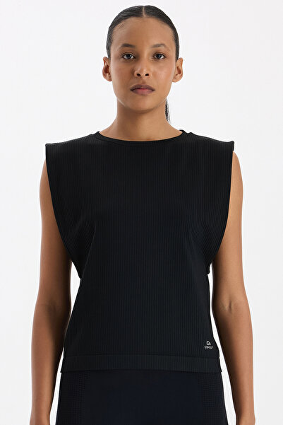COMEUP κοτλέ Αμάνικο μπλουζάκι μαύρο