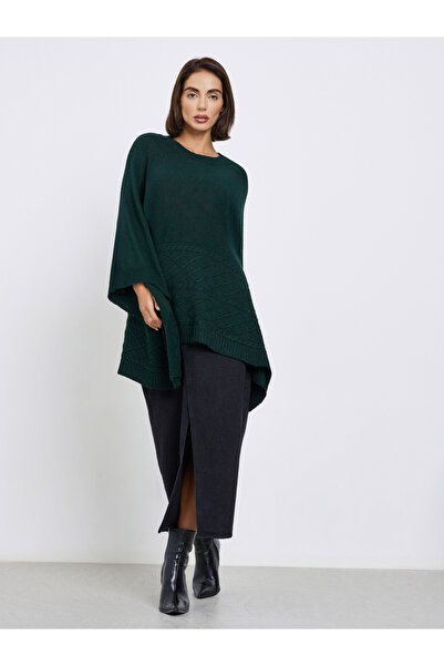 Styli Dark Green Knitted Cape Fit Sweater