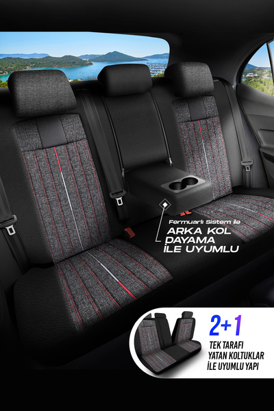 Panda Kılıf Panda Milano Series Linen Fabric Car Seat Cover - Full Set