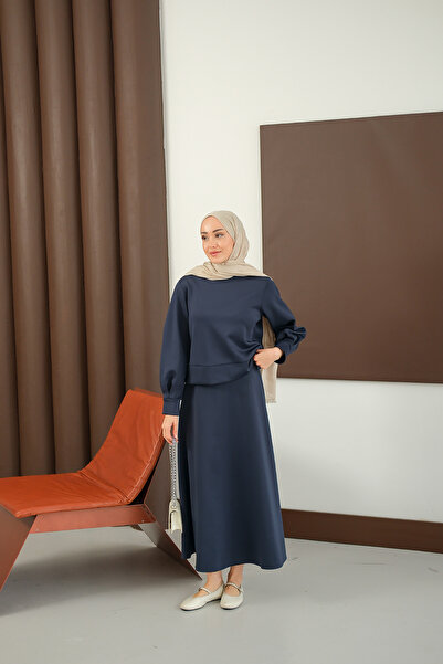 LOCCO Women's Crew Neck Scuba Suit Navy Blue