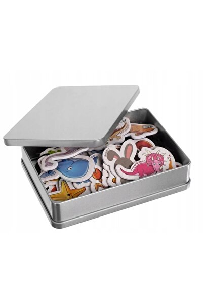 zola fridge magnet set with animals and magnetic storage box