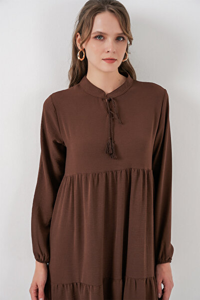 Bigdart Φόρεμα με κορδόνια T1627 - Ε. Καφέ