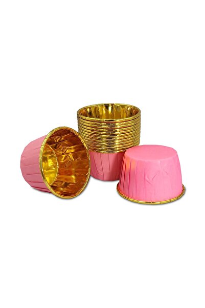 KENT Muffin/Cupcake Cake Mold/Container Capsule, Oven Safe, Air Fryer Compatible, Gold Pink 25-Piece