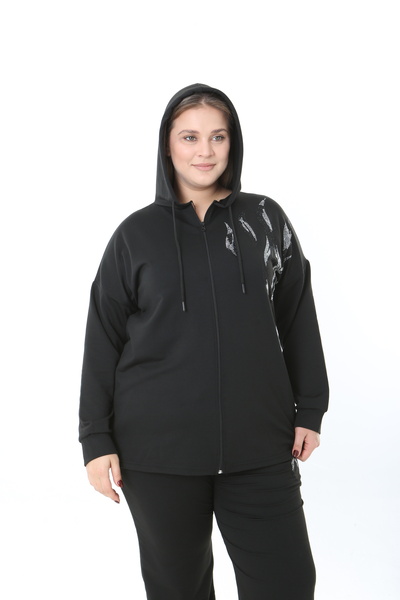 XL Modam Costum de mărime mare, imprimat cu piatră neagră, cu două piese