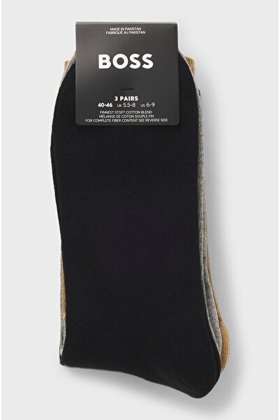 BOSS Men's Soft and Breathable Cotton Long Length Black1 Socks 50558589-964