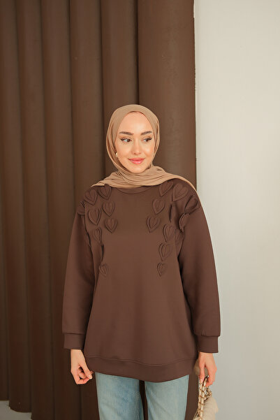 LOCCO Women's Heart Detailed Tunic Brown