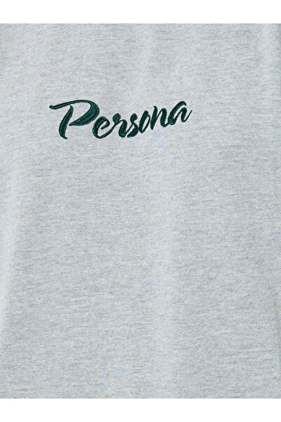 Styli Grey Embroidered Slogan Relaxed Fit Sweatshirt