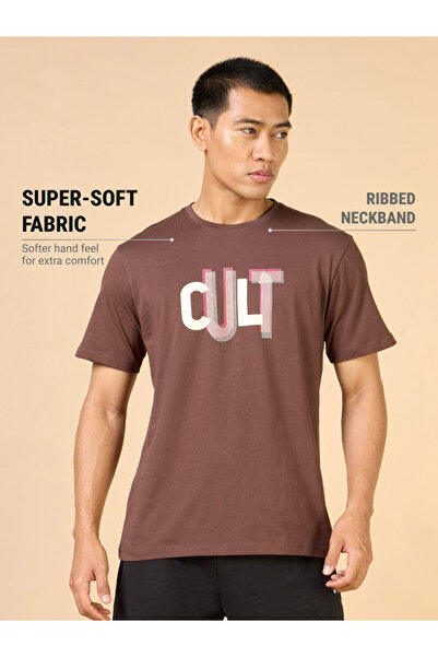 Cult By Styli Men Brown Typography Print Short Sleeve T-Shirt