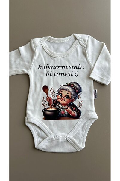 MODA Babaanne Printed 100% Cotton Long Sleeve Baby Bodysuit