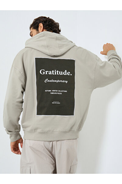 Styli Khaki Printed Oversized Hoodie