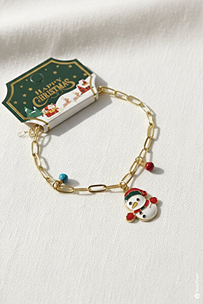 BearPear Yılbaşı Özel Bileklik - Kardan Adam Ataç Zincir Kadın Bileklik - Noe...