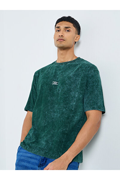 Styli تي شيرت جيرسي مخيط ومغسول بالحامض