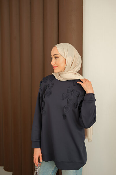 LOCCO Women's Heart Detailed Tunic Navy Blue