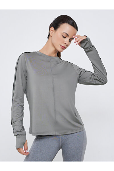 Styli Dual Stripe Textured Insert Long Sleeves Top