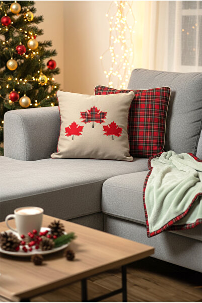 FH finehome Plaid Three Leaf Throw Pillow Cover 45X45