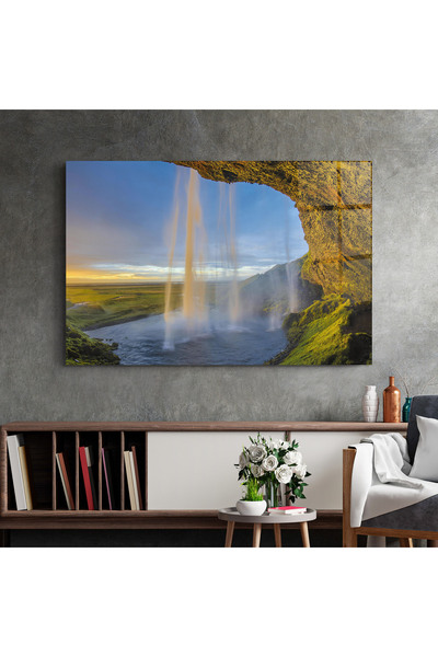 Arthub Glass Painting, Bedroom and Living Room, Waterfalls, Orange Waterfall