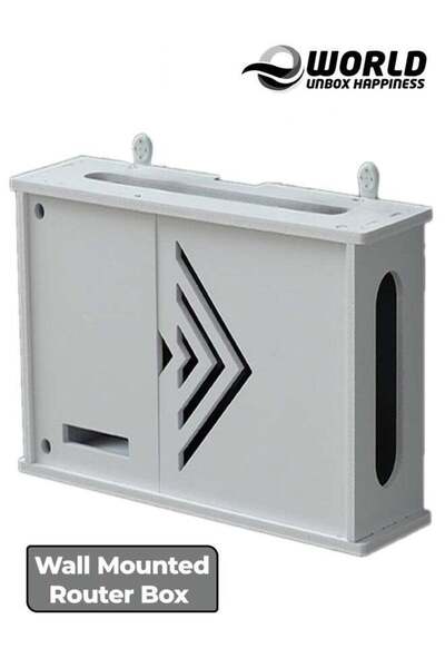 Eworld رف جهاز توجيه أنيق مثبت على الحائط مع صندوق حماية لوحة التوصيل، باللون...