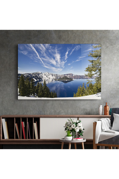 Arthub Glass Painting, Bedroom and Living Room, Mountains, White Snowy Mountain