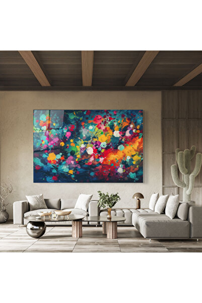 Arthub Tablou Sticla,Dormitor si Living, Arta Abstracta, Colors Blue Background