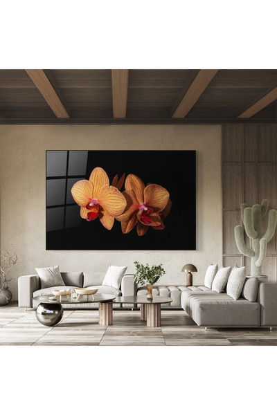 Arthub Glass Painting, Bedroom and Living Room, Orchid, Light Orange Orchid